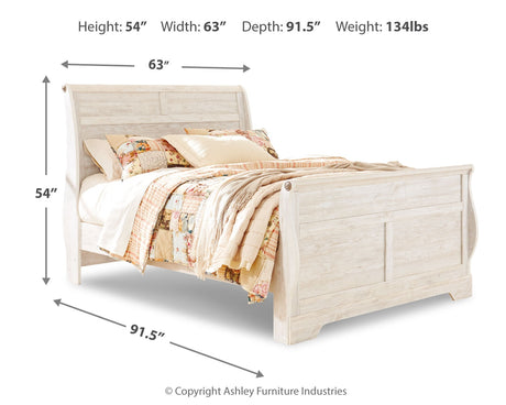 Willowton Whitewash Queen Sleigh Bed from Ashley - Luna Furniture