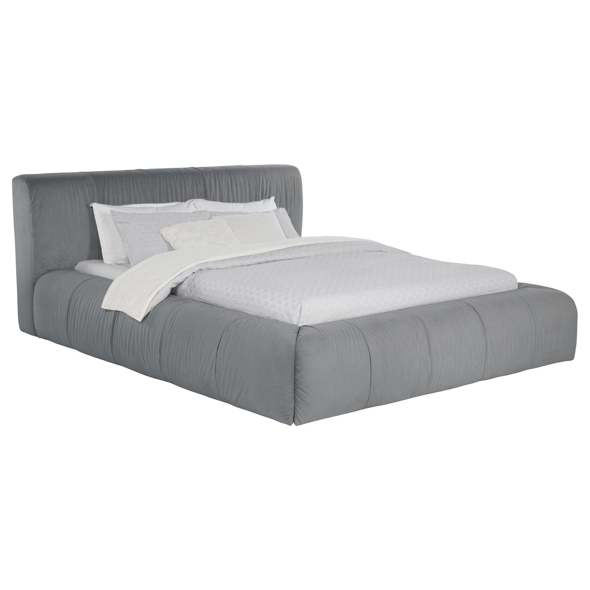 Wilshire Gray Upholstered Eastern King Platform Bed from Coaster - Luna Furniture
