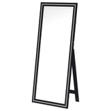 Windrose Full Length Floor Standing Tempered Mirror with LED Lighting Black - 960962