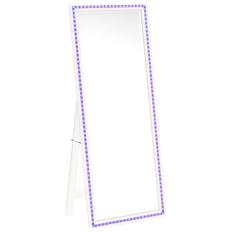 Windrose White Full Length Floor Standing Tempered Mirror with LED Lighting from Coaster - Luna Furniture