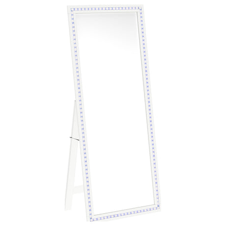Windrose White Full Length Floor Standing Tempered Mirror with LED Lighting from Coaster - Luna Furniture