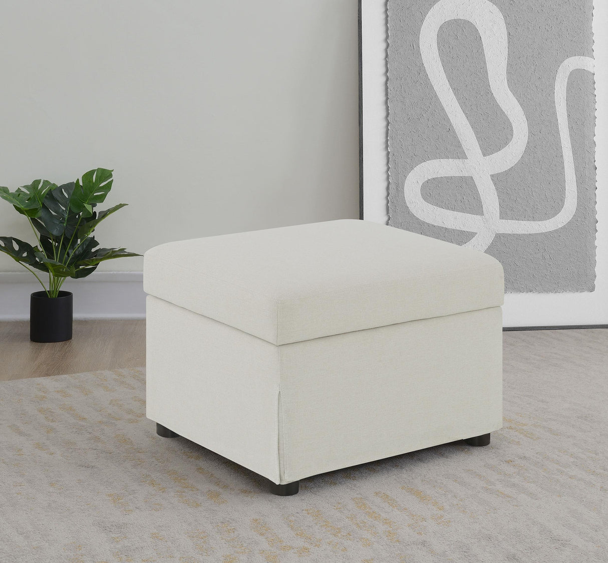 Winter Beige Upholstered Hydraulic Lift Top Storage Ottoman from Coaster - Luna Furniture
