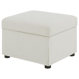 Winter Beige Upholstered Hydraulic Lift Top Storage Ottoman from Coaster - Luna Furniture
