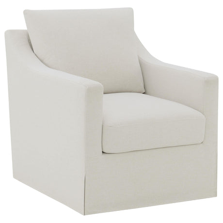 Winter Beige Upholstered Sloped Arm Accent Swivel Chair from Coaster - Luna Furniture