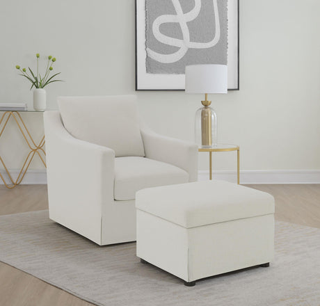 Winter Beige Upholstered Sloped Arm Accent Swivel Chair from Coaster - Luna Furniture