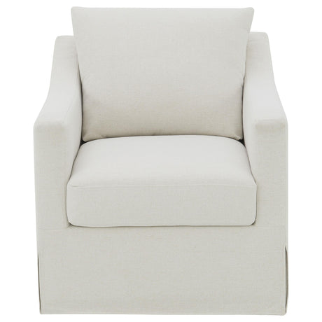 Winter Beige Upholstered Sloped Arm Accent Swivel Chair from Coaster - Luna Furniture