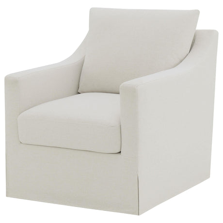 Winter Beige Upholstered Sloped Arm Accent Swivel Chair from Coaster - Luna Furniture