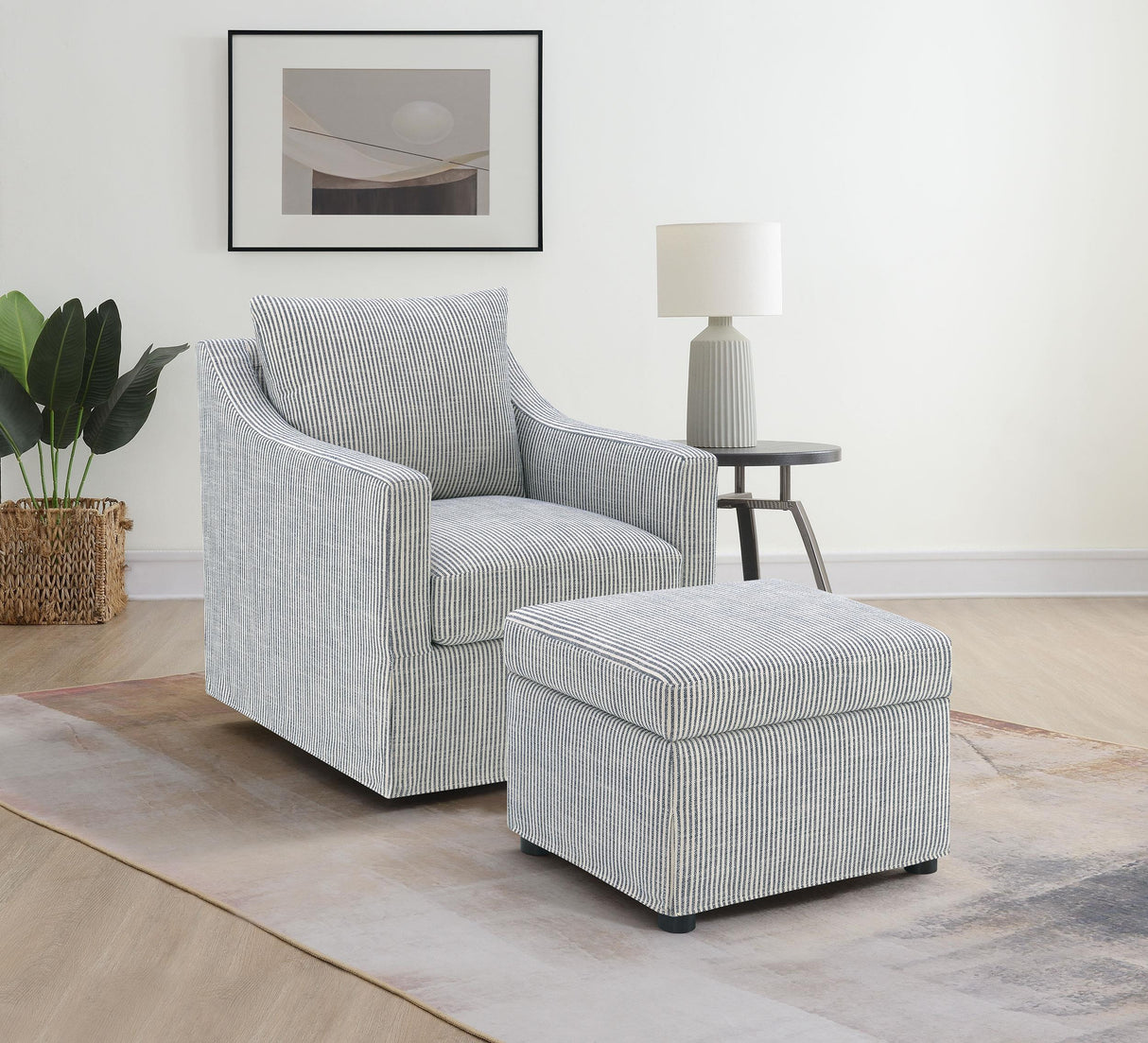 Winter Gray Upholstered Sloped Arm Accent Swivel Chair from Coaster - Luna Furniture