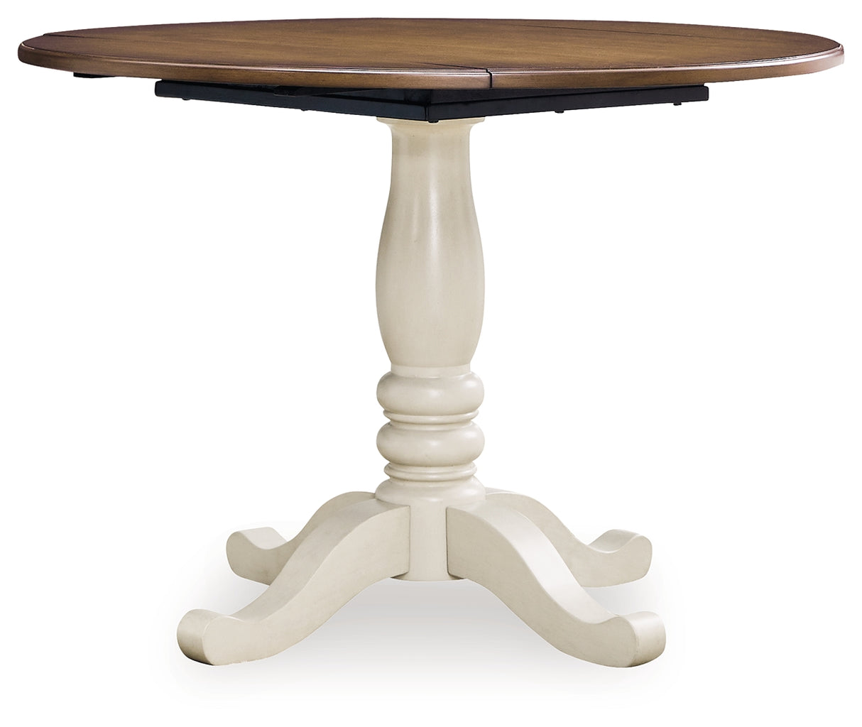 Wirloni Antique White/Brown Dining Drop Leaf Table from Ashley - Luna Furniture
