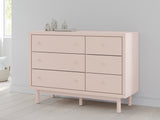 Wistenpine Full Upholstered Panel Bed with Dresser in Blush from Ashley - Luna Furniture