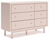 Wistenpine Full Upholstered Panel Headboard with Dresser in Blush from Ashley - Luna Furniture