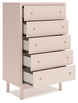 Wistenpine Full Upholstered Panel Headboard with Mirrored Dresser, Chest and 2 Nightstands in Blush from Ashley - Luna Furniture