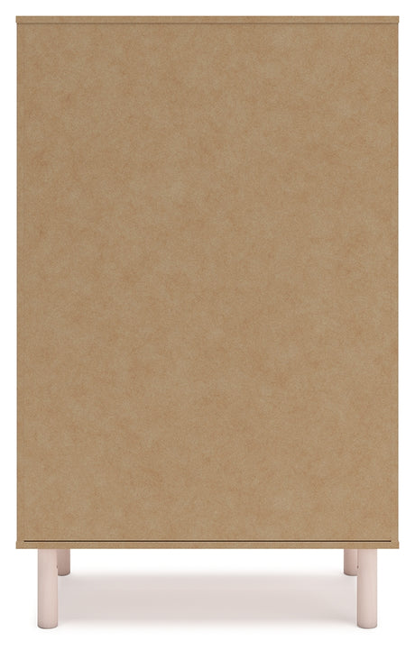 Wistenpine Twin Upholstered Panel Headboard with Mirrored Dresser, Chest and 2 Nightstands in Blush from Ashley - Luna Furniture