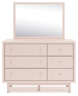 Wistenpine Twin Upholstered Panel Headboard with Mirrored Dresser, Chest and 2 Nightstands in Blush from Ashley - Luna Furniture