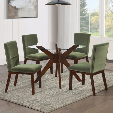 Zen 5-Piece Dining Set with Green Velvet Chairs from Steve Silver - Luna Furniture