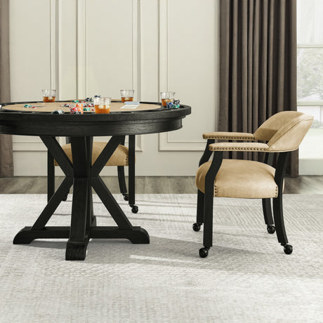 Rylie Black/Sand Vegan Leather Captains Chair, Set of 2 from Steve Silver - Luna Furniture