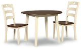 Woodanville Cream/Brown Dining Table and 2 Chairs from Ashley - Luna Furniture