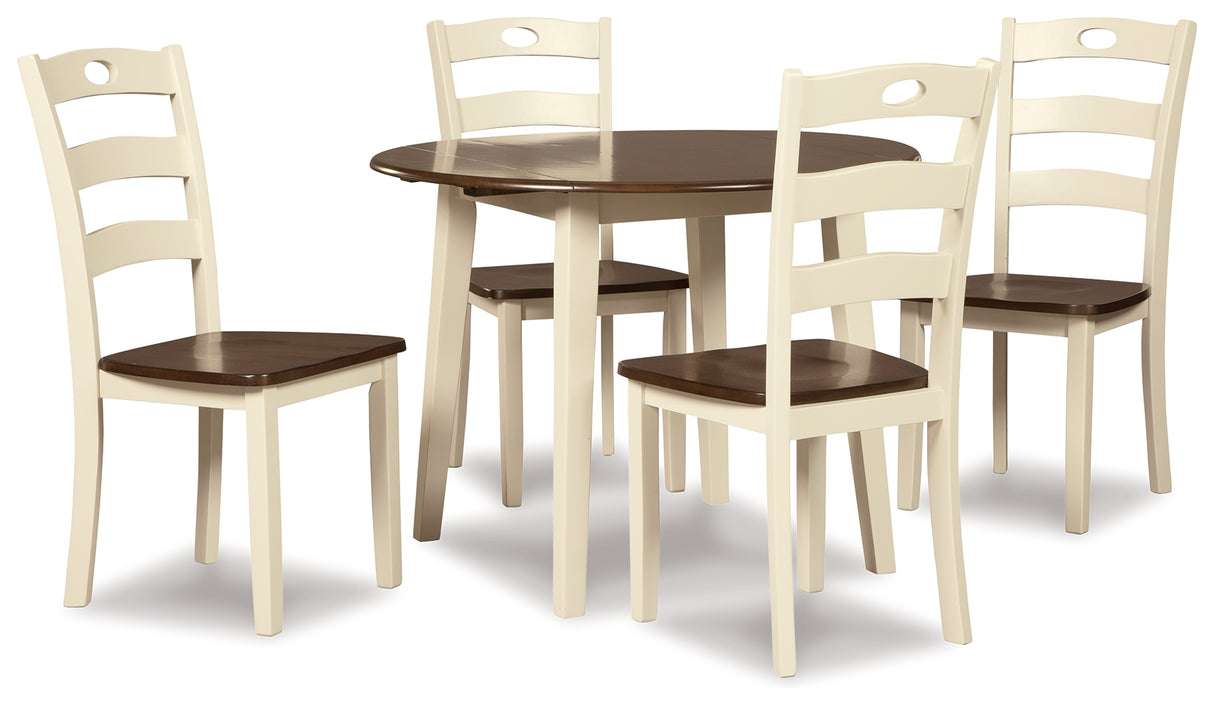 Woodanville Cream/Brown Dining Table with 4 Chairs from Ashley Furniture - Luna Furniture