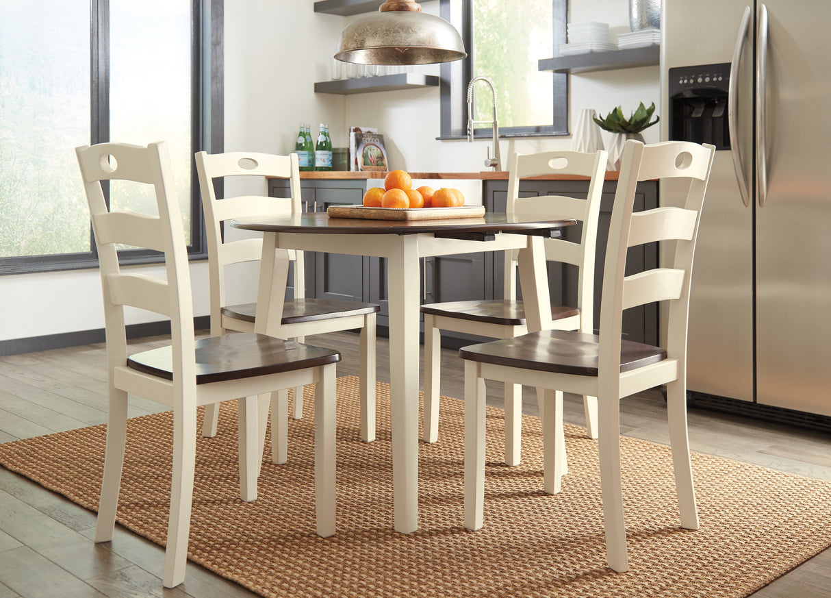 Woodanville Cream/Brown Dining Table with 4 Chairs from Ashley - Luna Furniture