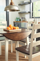 Woodanville Cream/Brown Dining Table with 4 Chairs from Ashley - Luna Furniture