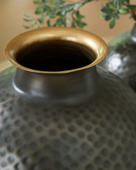 Woody Pewter/Gold Finish Vase from Ashley - Luna Furniture