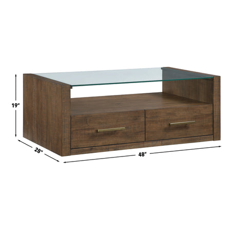 Garland Castered Glass Top Coffee Table, Toffee Finish from Steve Silver - Luna Furniture
