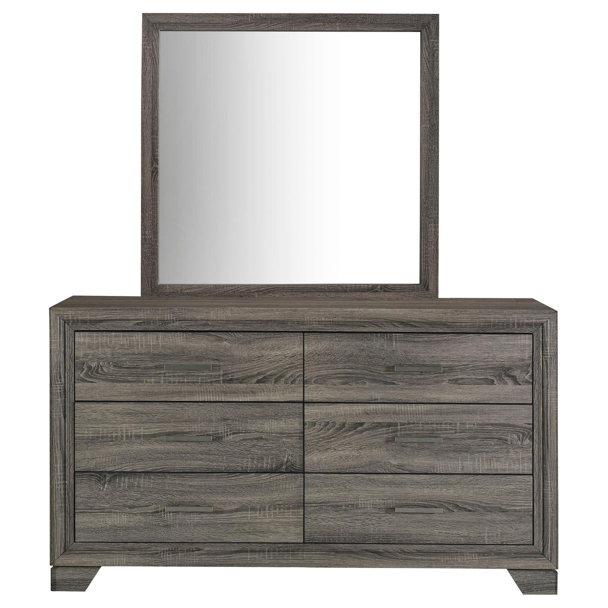 Wright Brown Oak 6-Drawer Dresser and Mirror from Coaster - Luna Furniture