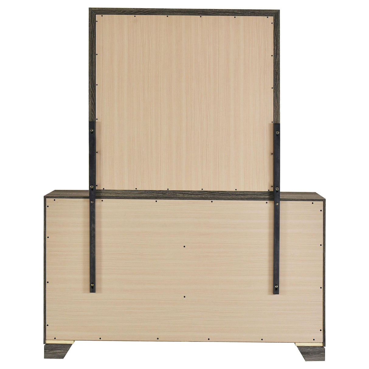 Wright Brown Oak 6-Drawer Dresser and Mirror from Coaster - Luna Furniture