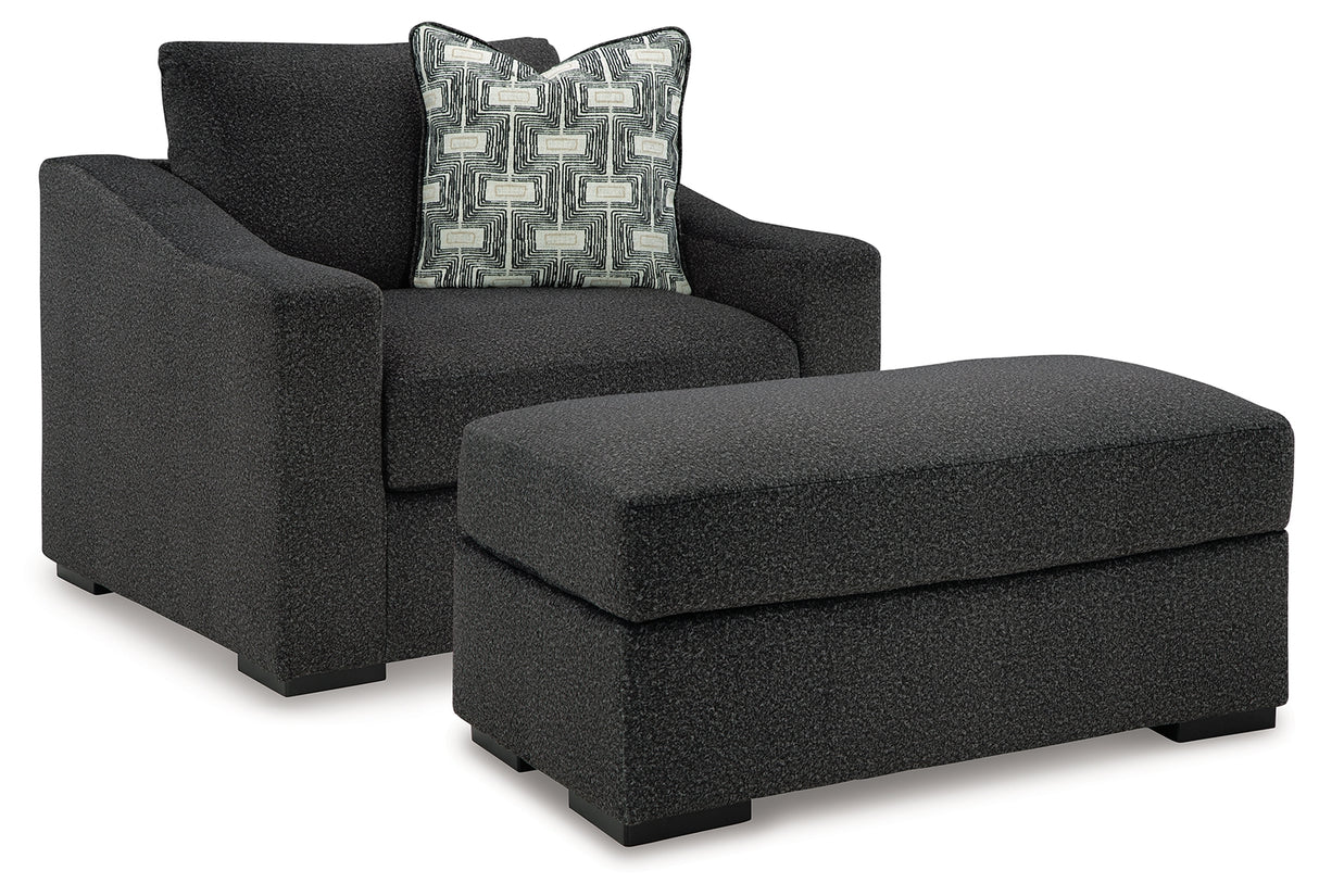 Wryenlynn Chair and Ottoman in Onyx from Ashley - Luna Furniture