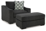 Wryenlynn Chair and Ottoman in Onyx from Ashley - Luna Furniture