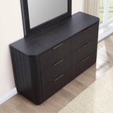Henry 65″ 6-Drawer Reeded Dresser and Mirror, Espresso Finish from Steve Silver - Luna Furniture