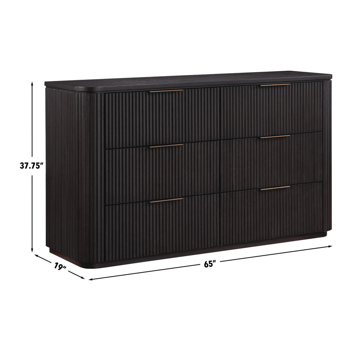 Henry 65″ 6-Drawer Reeded Dresser, Espresso Finish from Steve Silver - Luna Furniture