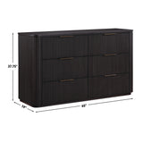 Henry 65″ 6-Drawer Reeded Dresser, Espresso Finish from Steve Silver - Luna Furniture