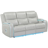 Luna Home Cinema Power Reclining Sofa, Ice Vegan Leather from Steve Silver - Luna Furniture