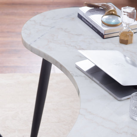 Kinsley White Marble Kidney Shaped Desk from Steve Silver - Luna Furniture