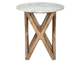 Wyman Banswara 20″ Round White Marble Top End Table from Steve Silver - Luna Furniture