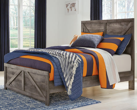 Wynnlow Gray Full Crossbuck Panel Bed and 2 Chests from Ashley - Luna Furniture