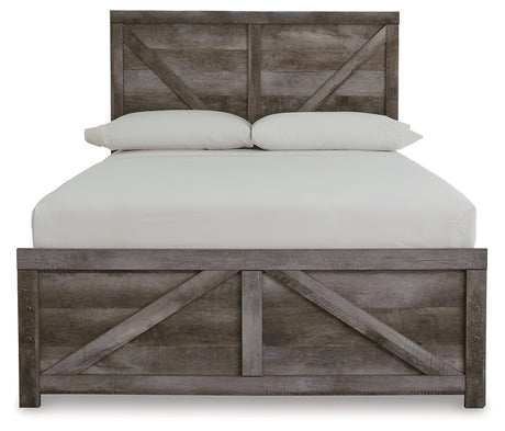 Wynnlow Gray Full Crossbuck Panel Bed and 2 Chests from Ashley - Luna Furniture