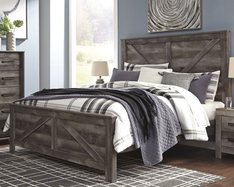 Wynnlow Gray King Crossbuck Panel Bed and Chest from Ashley - Luna Furniture