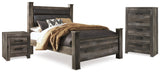 Wynnlow Gray Queen Poster Bed, Chest and 2 Nightstands from Ashley - Luna Furniture