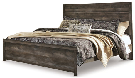 Wynnlow Gray King Panel Bed with Mirrored Dresser and Chest from Ashley - Luna Furniture