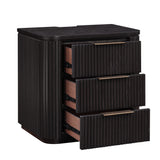 Henry Reeded 3-Drawer Nightstand with USB & Electric Outlets, Espresso Finish from Steve Silver - Luna Furniture
