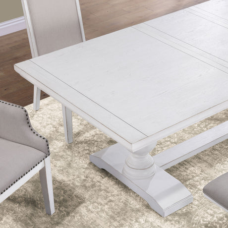 Warren White 72-90″ Rectangular Dining Table with 18″ Leaf from Steve Silver - Luna Furniture