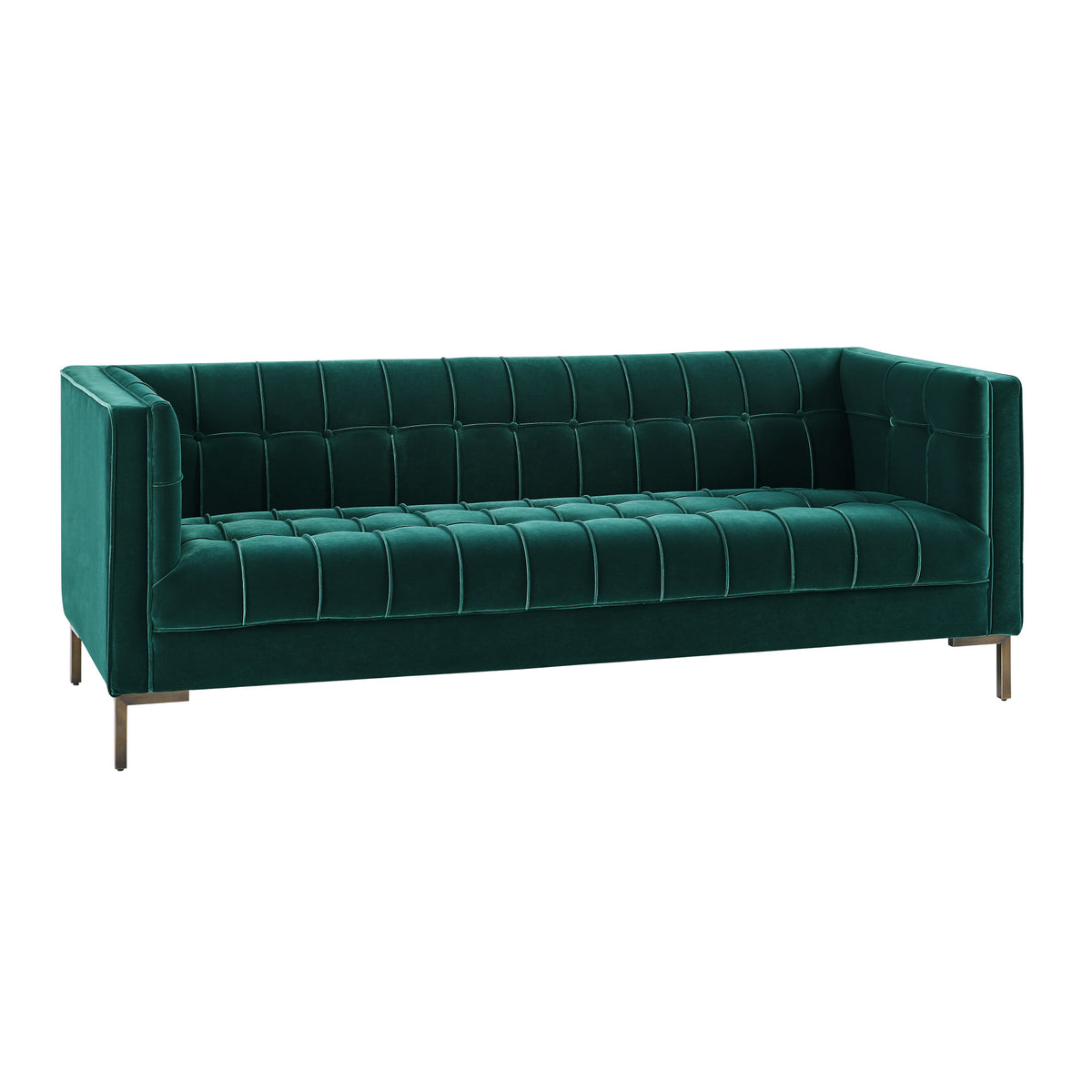 Isaac Channel Stitched Green Velvet Sofa from Steve Silver - Luna Furniture