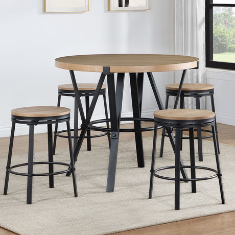 Magnolia 42-inch Round Counter Table, Black and Sand from Steve Silver - Luna Furniture