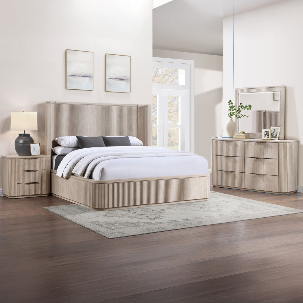 Henry 65″ 6-Drawer Reeded Dresser, Tan Finish from Steve Silver - Luna Furniture