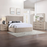 Henry 65″ 6-Drawer Reeded Dresser and Mirror, Tan Finish from Steve Silver - Luna Furniture