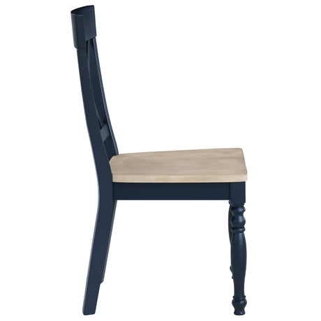 Darcy Solid Wood Side Chair, Midnight Blue and Natural Finish, Set of 2 from Steve Silver - Luna Furniture