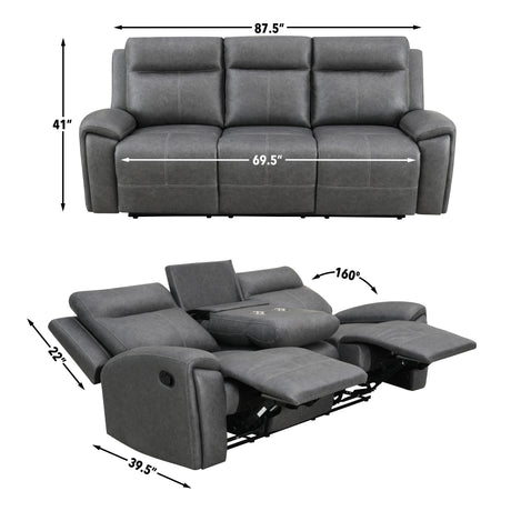 Gaston Gray 3-Piece Reclining Living Room Set from Steve Silver - Luna Furniture