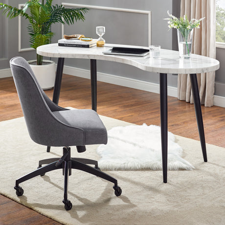 Kinsley White Marble Kidney Shaped Desk from Steve Silver - Luna Furniture